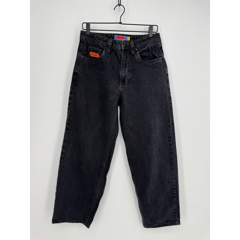 Empyre Kids Loose Fit Skate Jeans Washed Black Denim Size 28 Streetwear Wide Leg